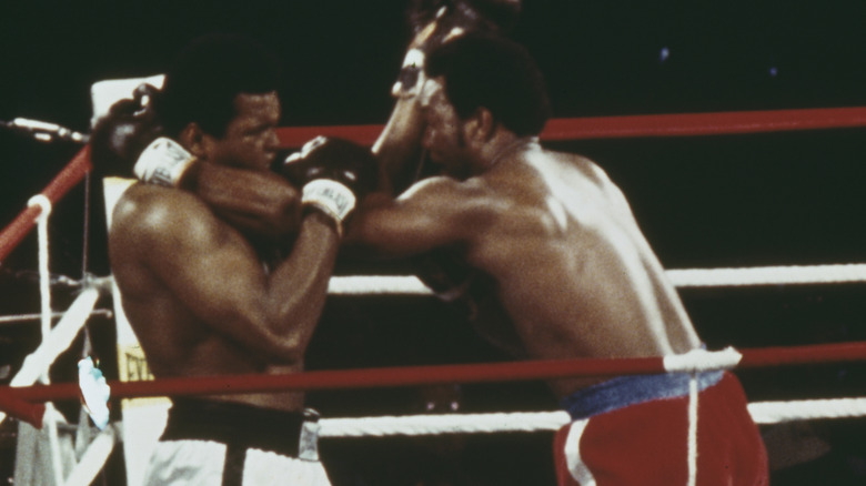 Muhammad Ali and George Foreman in a boxing match