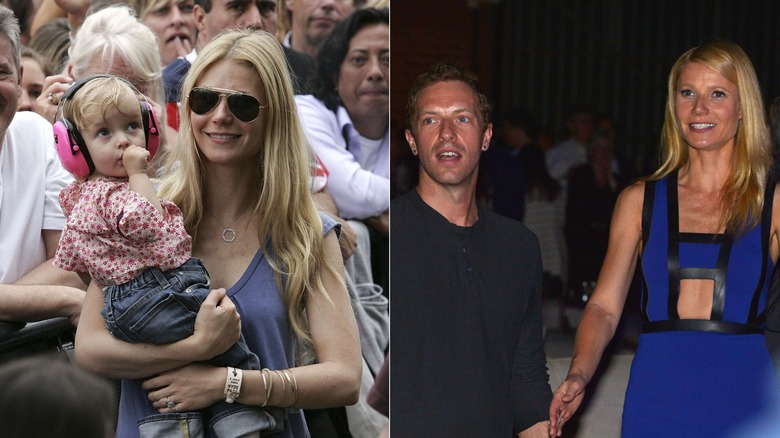 Gwyneth Paltrow carrying baby Apple Martin; Gwyneth with Chris Martin