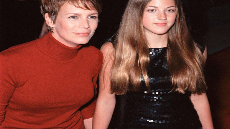 Jamie Lee Curtis posing with her daughter