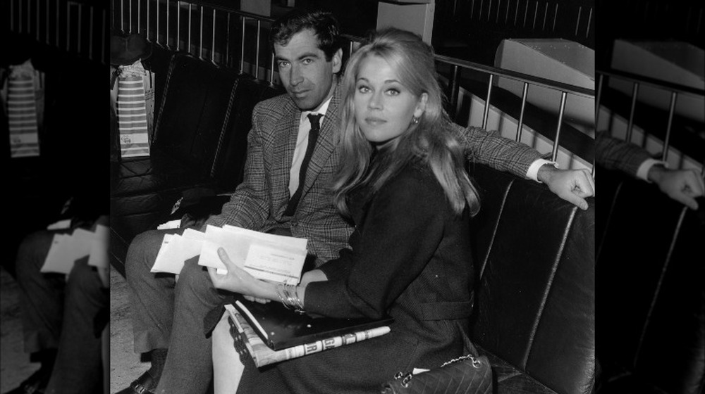 Jane Fonda posing with Roger Vadim