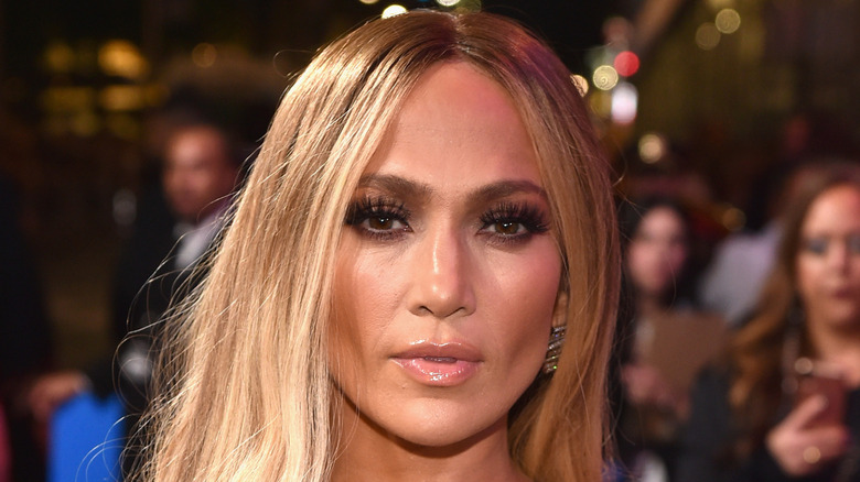 Jennifer Lopez with a neutral expression