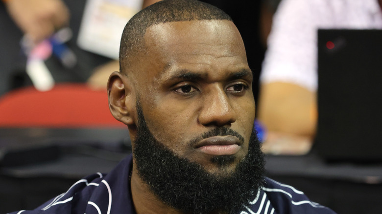LeBron James looking pensive