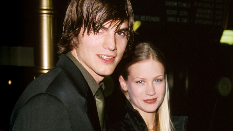 January Jones and Ashton Kutcher pose