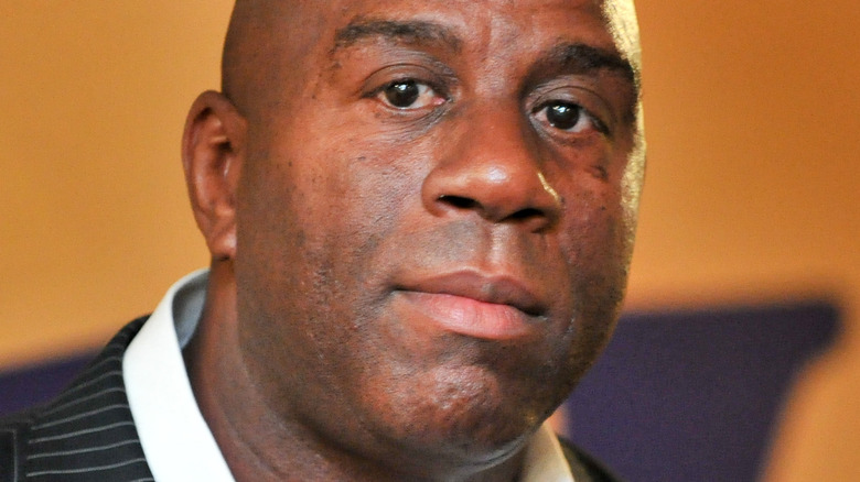 Magic Johnson looking thoughtful