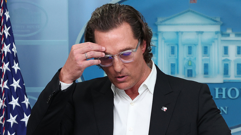 Matthew McConaughey speaking at the White House