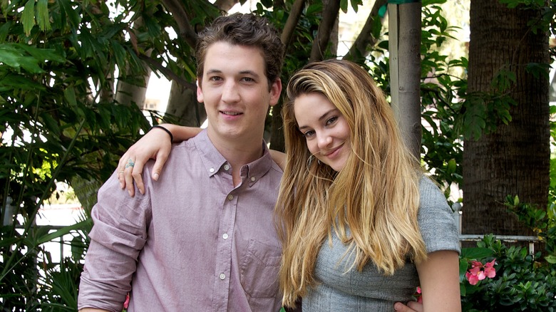 Miles Teller smiling, Shailene Woodley blonde