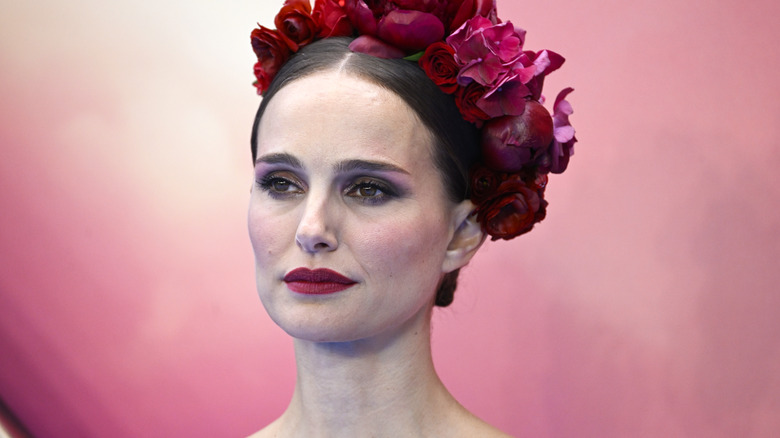Natalie Portman wearing a flower crown