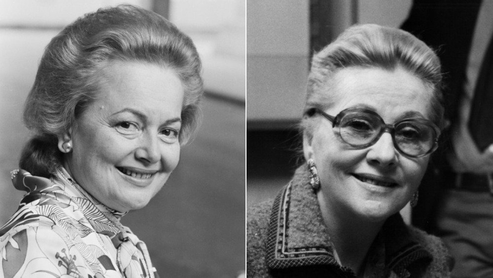 Split image of sisters Olivia de Havilland, Joan Fontaine