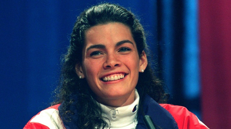 Nancy Kerrigan smiling at 1994 Olympics press conference