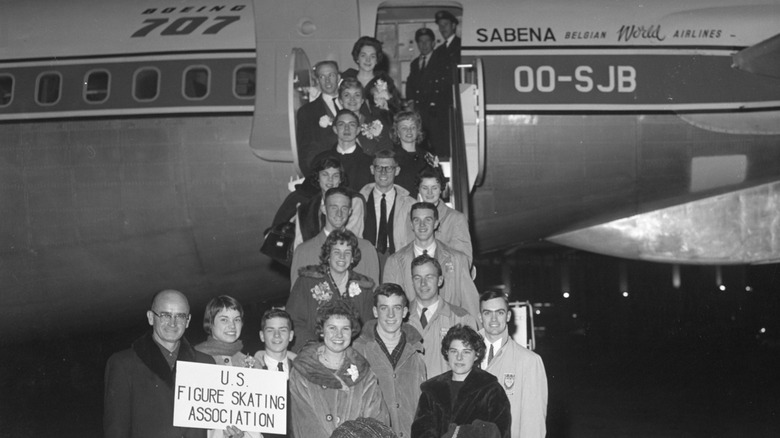 All 18 members of the U.S. Figure skating team boarding the ill-fated Sabena Flight 548