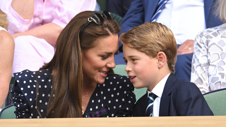 Kate Middleton and Prince George talk closely during 2022 tennis match