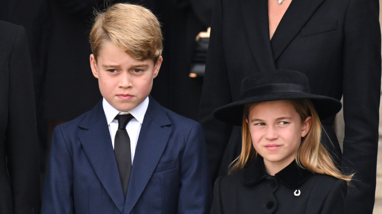 Prince George and Princess Charlotte at Queen Elizabeth's funeral