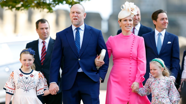 Zara and Mike Tindall with two of their children