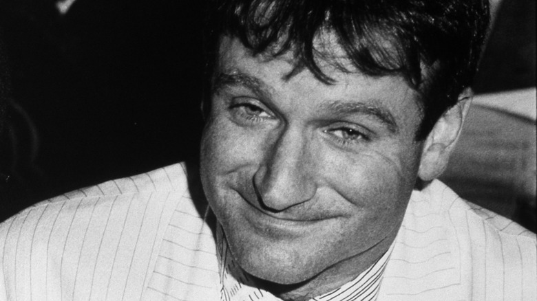 Robin Williams with a sad smile