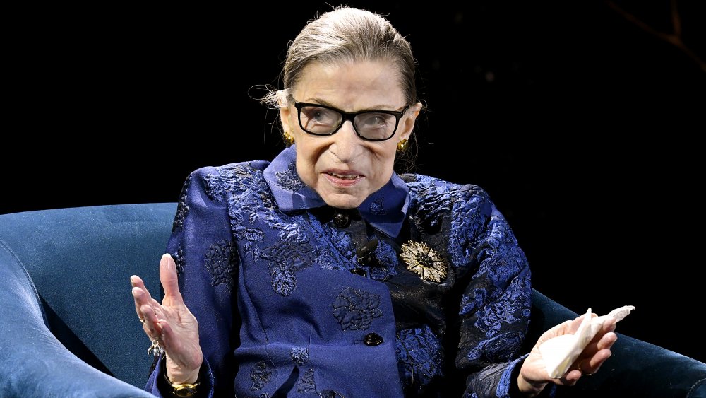Ruth Bader Ginsburg seated, talking