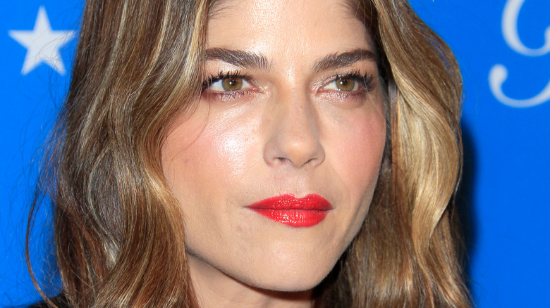 Selma Blair with red lipstick