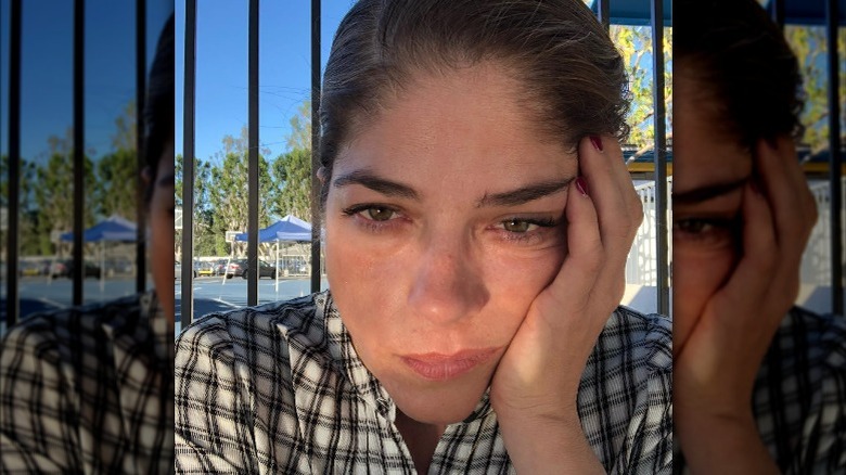 Selma Blair looking sad