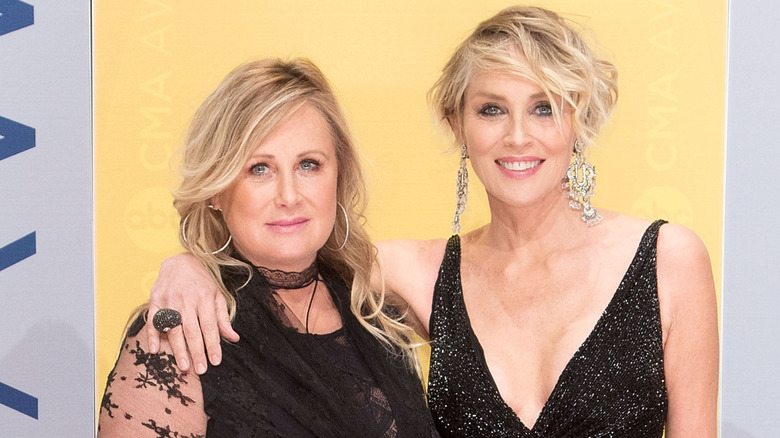 Sharon Stone and sister Kelly Stone smiling