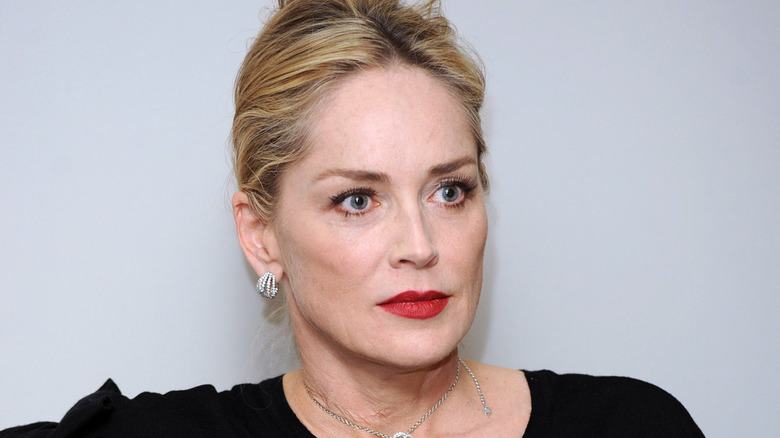 Sharon Stone looking sad