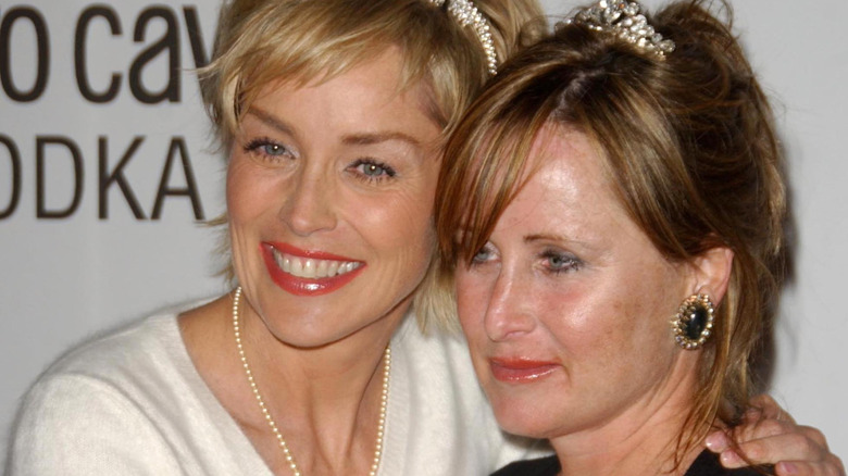 Sharon Stone and her sister Kelly hugging