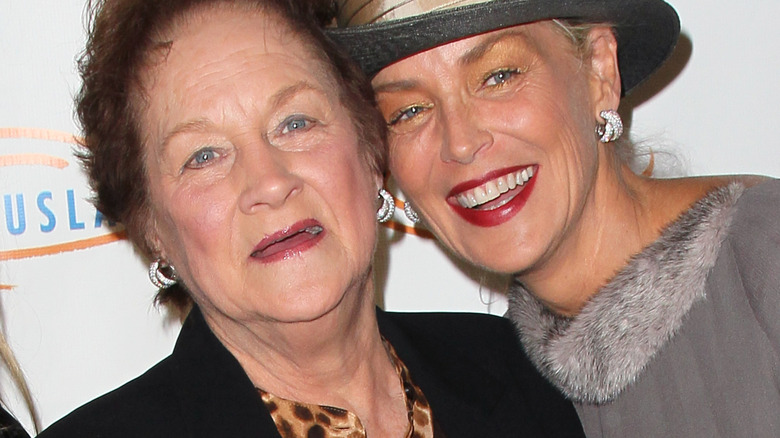 Sharon Stone and her mom smiling