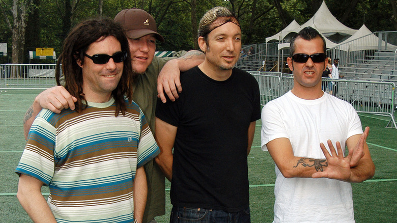 Smash Mouth with Michael Urbano, all posing and laughing