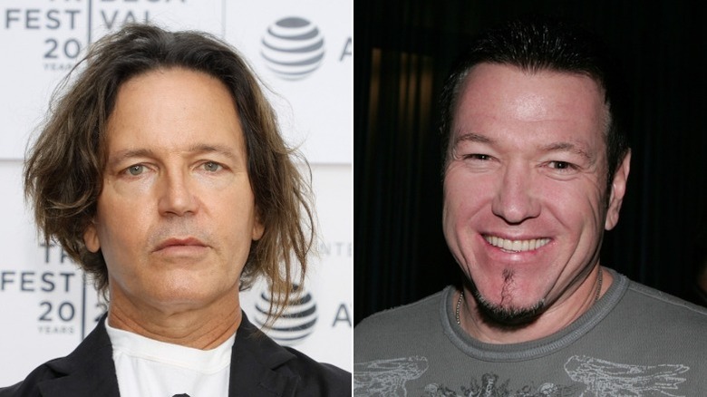 Stephan Jenkins of Third Eye Blind and Steve Harwell of Smash Mouth, both posing
