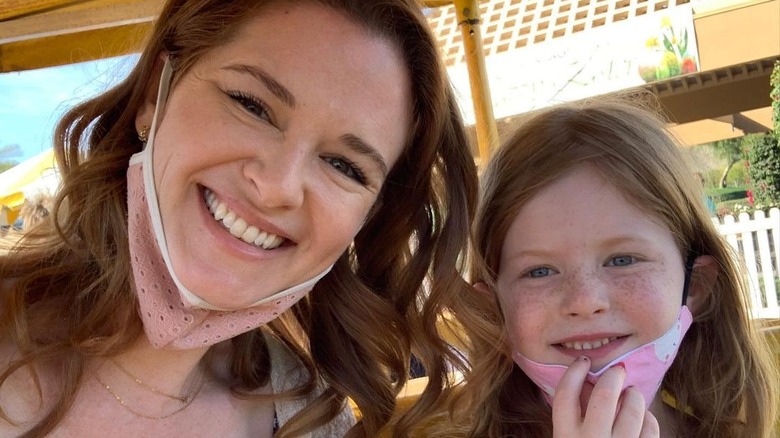Sarah Drew and daughter Hannah Lanfer smiling