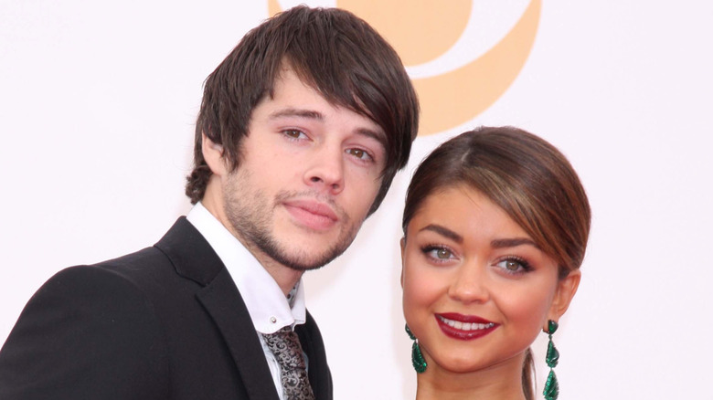Matt Prokop and Sarah Hyland posing at the 65th Annual Primetime Emmy Awards