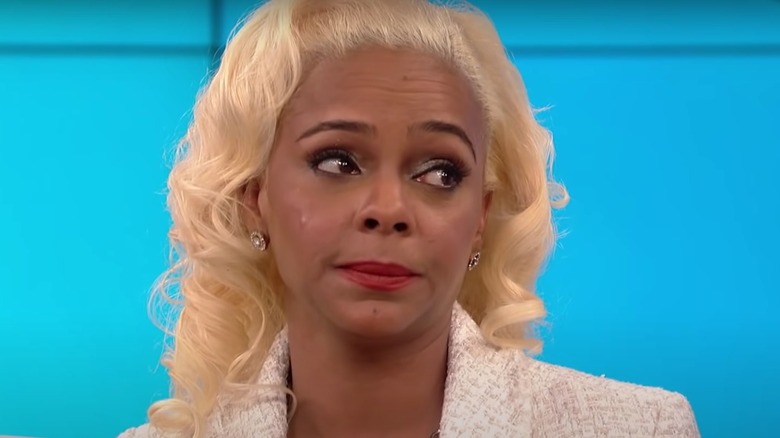 Lark Voorhies being interviewed