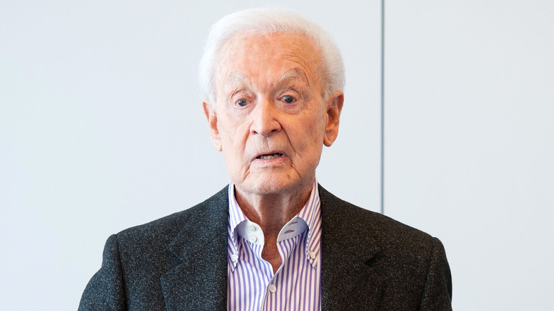 Bob Barker in a stripped shirt