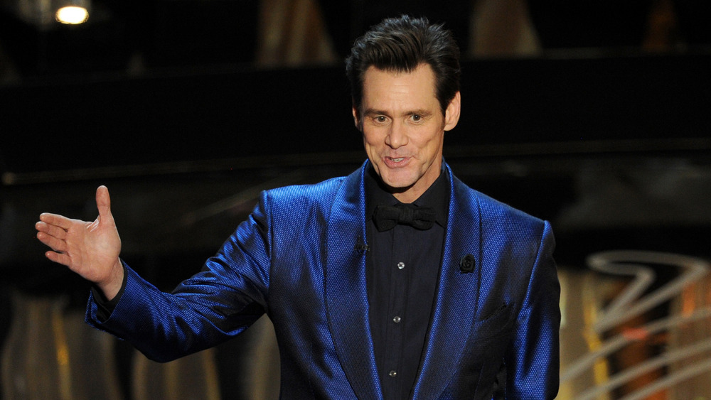 Jim Carrey on stage at the Oscars