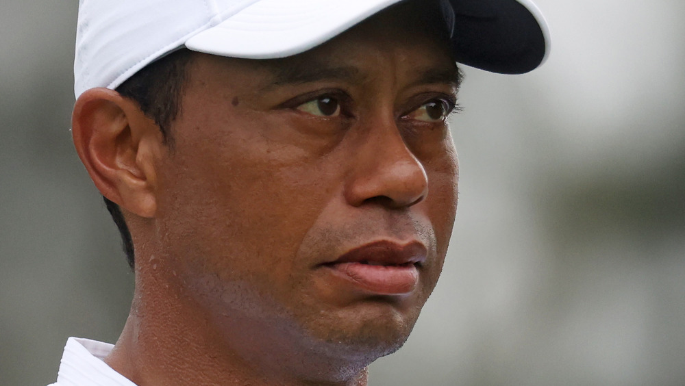 Tiger Woods frowning