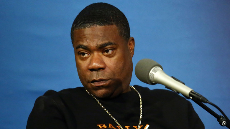Tracy Morgan looking stern at a press event