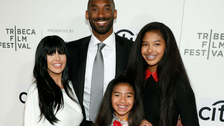 Vanessa, Kobe, Gianna, and Natalia Bryant smiling 