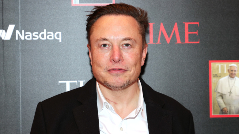 Elon Musk posing at an event for TIME Magazine