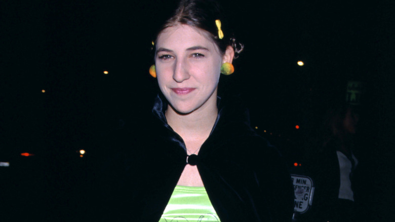 Mayim Bialik celebrating the 100th episode of "Blossom"