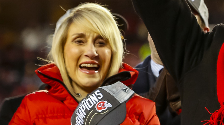 Norma Hunt celebrating