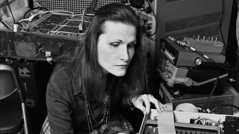 Wendy Carlos using music equipment 