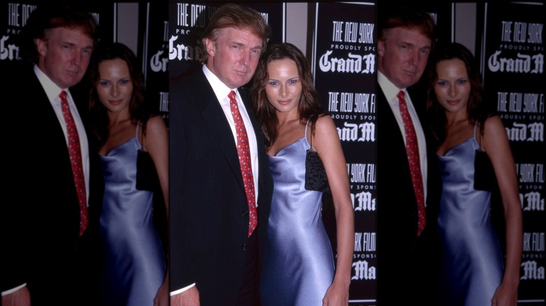 Donald Trump and Melania Knauss posing for a photo at "Celebrity" premiere