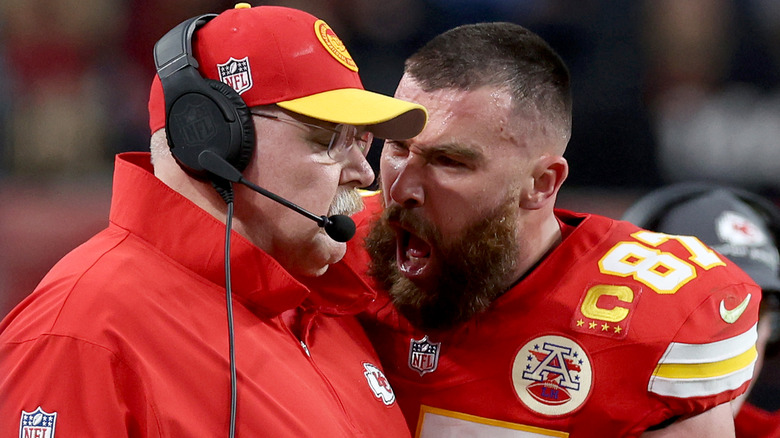 Travis Kelce yelling at Andy Reid