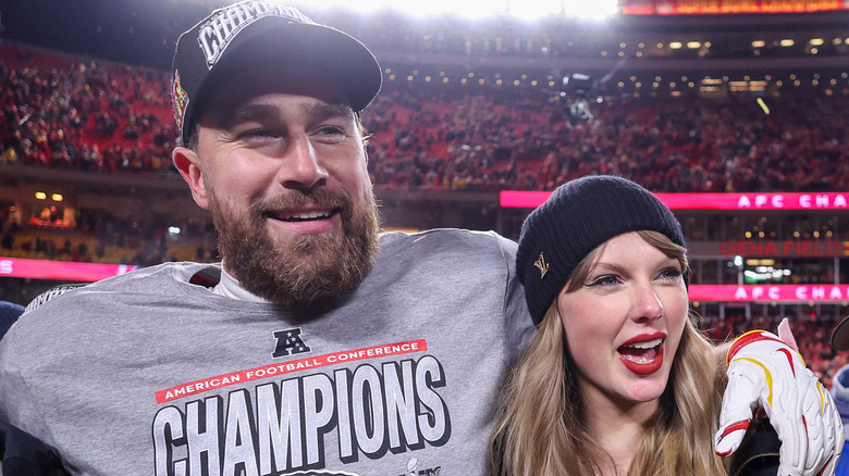 Travis Kelce and Taylor Swift at the Super Bowl