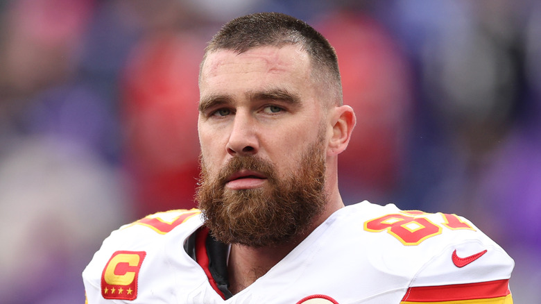 Travis Kelce on football field