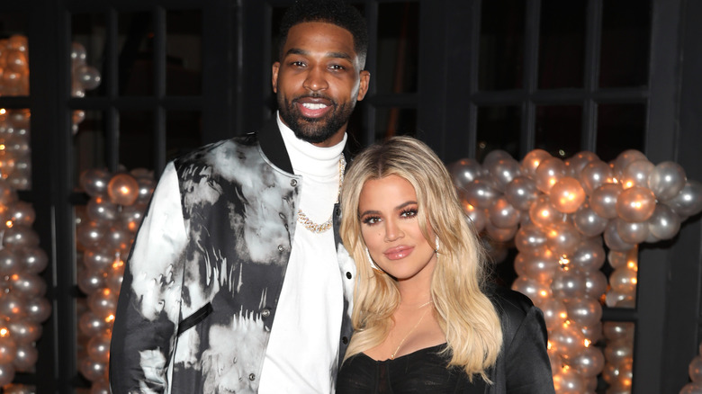 Tristan Thompson and Khloe Kardashian posing together