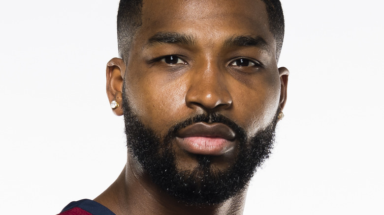 Tristan Thompson with a serious expression