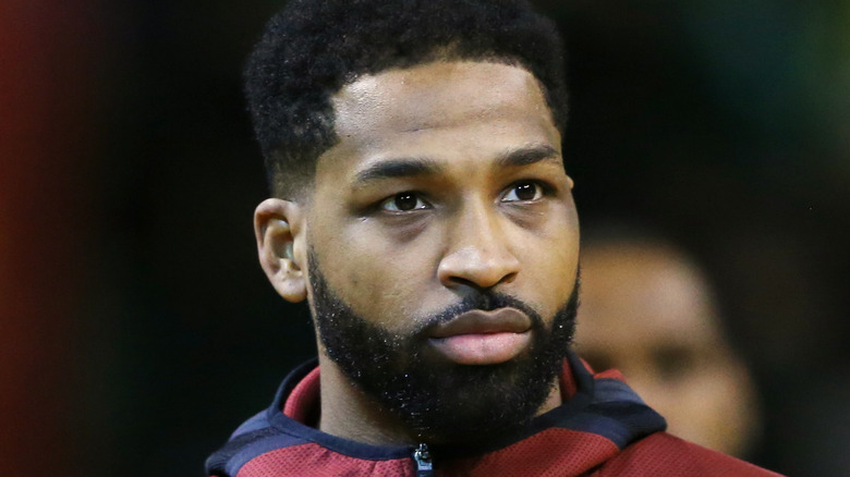 Tristan Thompson with a serious expression