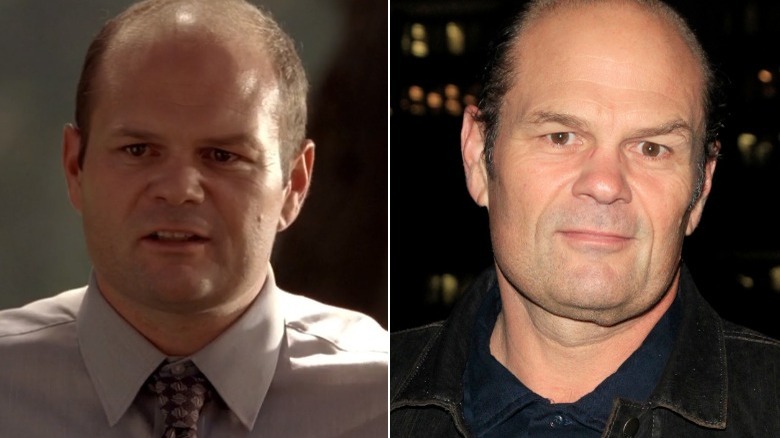 Chris Bauer sneering in "True Blood" and posing in 2019