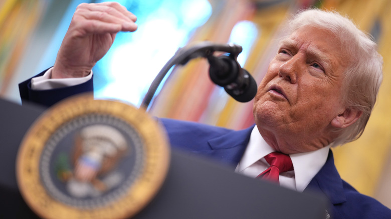 Donald Trump delivering a speech