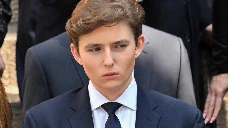 Barron Trump looking