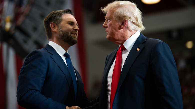 Donald Trump and JD Vance shaking hands